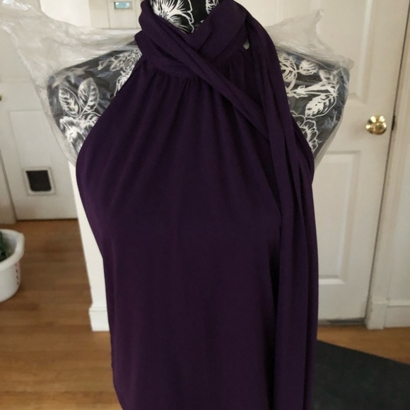 Express size large purple sleeveless with attached scarf w/ key hole back - Picture 1 of 10